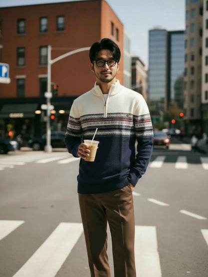 Herren Strickpullover – Half-Zip Pullover Lässige Alltagsstrickware