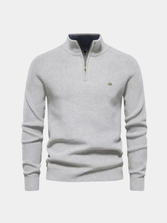 Men’s Knit Sweater – Elegant Quarter Zip Casual Everyday Knitwear